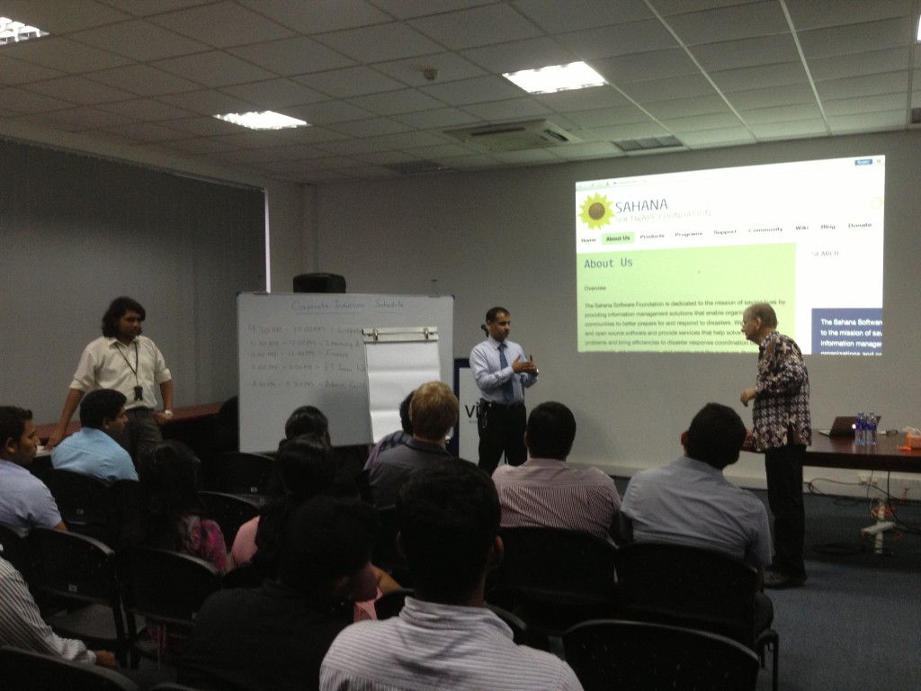 Meetup Organizers Ramindu Deshapriya and Chamindra de Silva with Tom Worthington